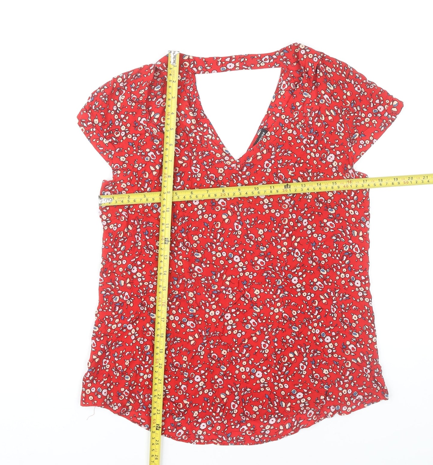 Womens UK Size 12 Warehouse Red Tunic Blouse
