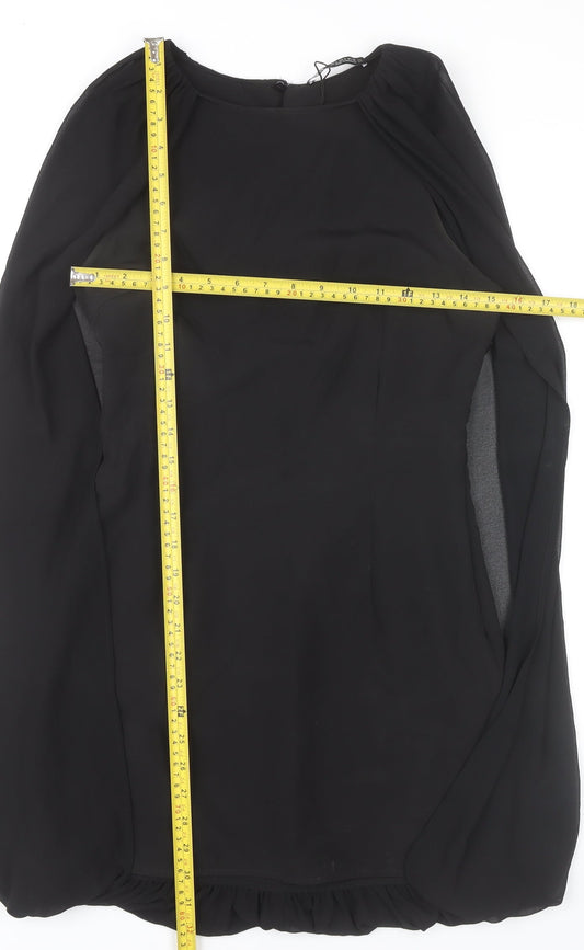 Zara Women Black Shift Dress Size 8 Short Sleeve Classic Style