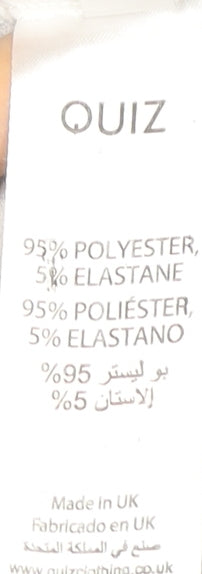 Quiz Women’s White Striped Blazer Size 14 3/4 Sleeve Open Jacket