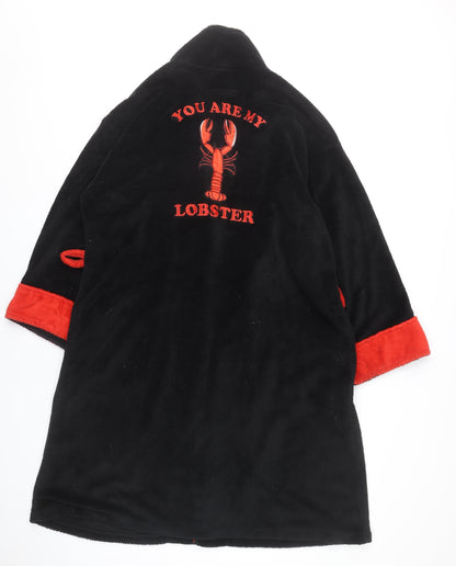 Friends Womens Black Red Fleece Robe One Size Embroidered TV Quote