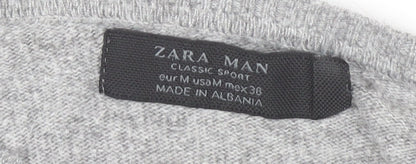 Zara Man Grey V-Neck Jumper Pullover Knit Men’s M Long Sleeve