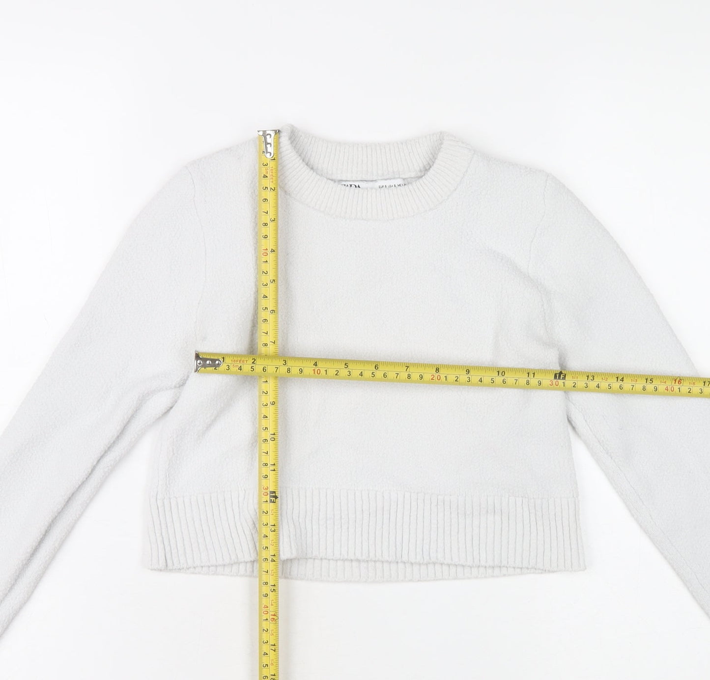 Womens UK Size S Zara White Pullover Jumper