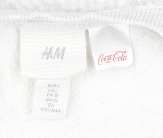 H&M Women Grey Coke Logo Sweatshirt L Casual Pullover Cotton Blend
