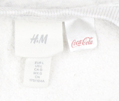 H&M Women Grey Coke Logo Sweatshirt L Casual Pullover Cotton Blend