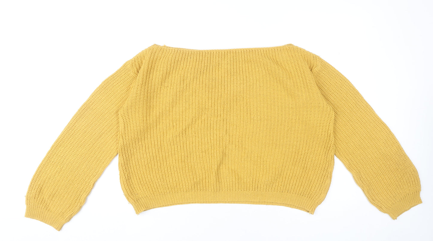 Womens UK Size S Missguided Yellow Pullover Jumper