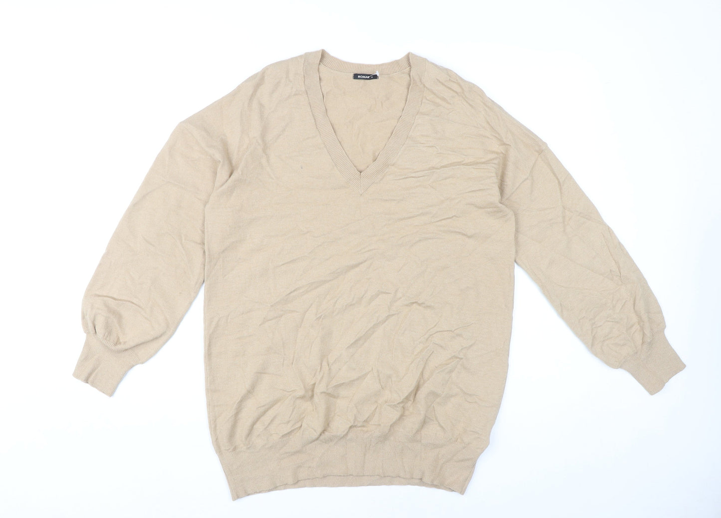 Womens UK Size 14 Roman Beige Pullover Jumper