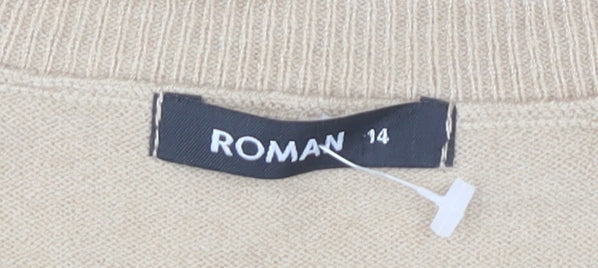 Womens UK Size 14 Roman Beige Pullover Jumper