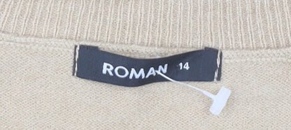 Womens UK Size 14 Roman Beige Pullover Jumper