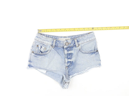 Topshop Women’s Blue Denim Cut-Off Shorts UK 6 High Rise