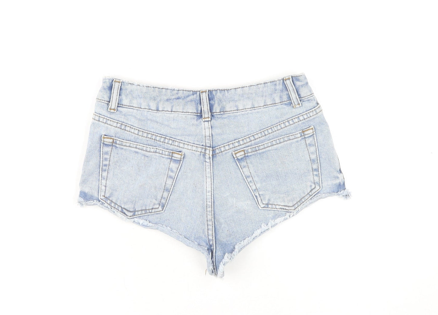 Topshop Women’s Blue Denim Cut-Off Shorts UK 6 High Rise