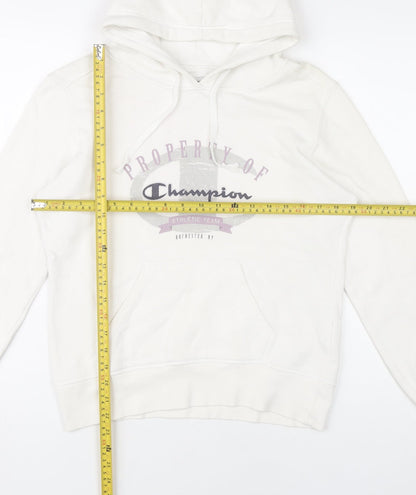 Champion Womens White Hoodie Size M Cotton Pullover Sweatshirt