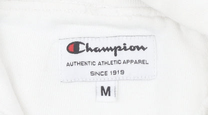 Champion Womens White Hoodie Size M Cotton Pullover Sweatshirt