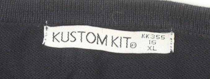 Kustom Kit Womens Black Cardigan Size 16 XL Cotton Acrylic Knit