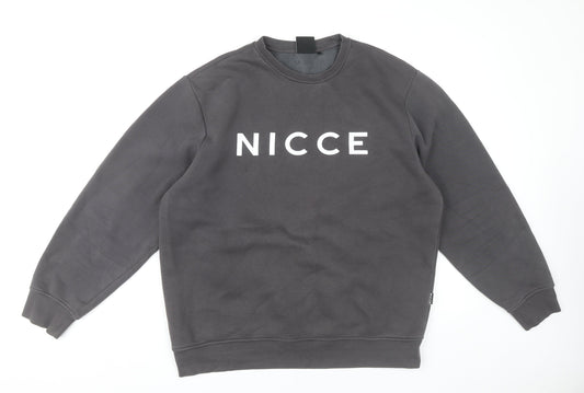 Mens UK Size L NICCE Grey Pullover Sweatshirt