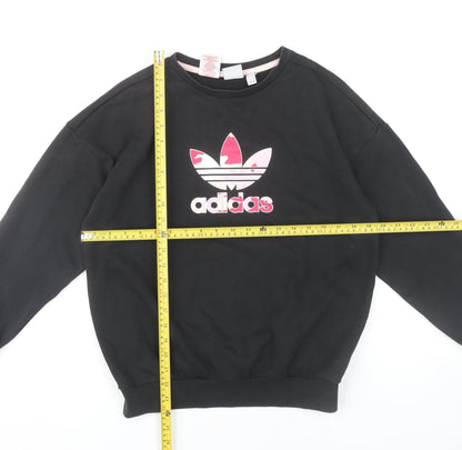 Adidas Girls Black Sweatshirt 13-14 Years Long Sleeve Crew Neck Pullover
