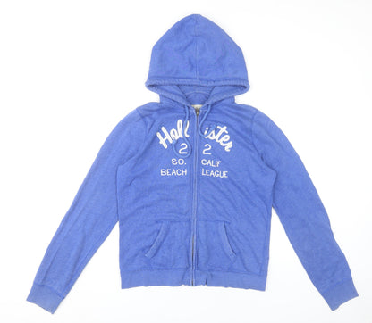 Hollister Womens Blue Full Zip Hoodie L Hooded Sweatshirt Pocket