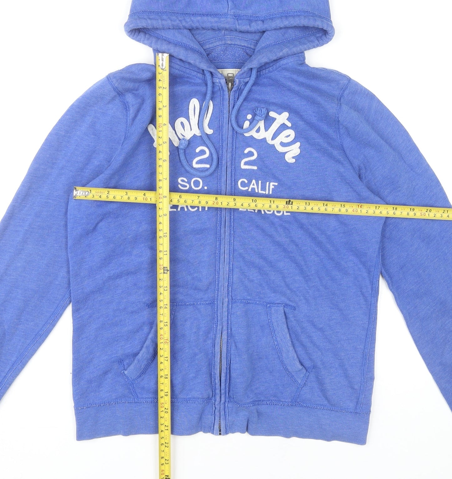 Hollister Womens Blue Full Zip Hoodie L Hooded Sweatshirt Pocket