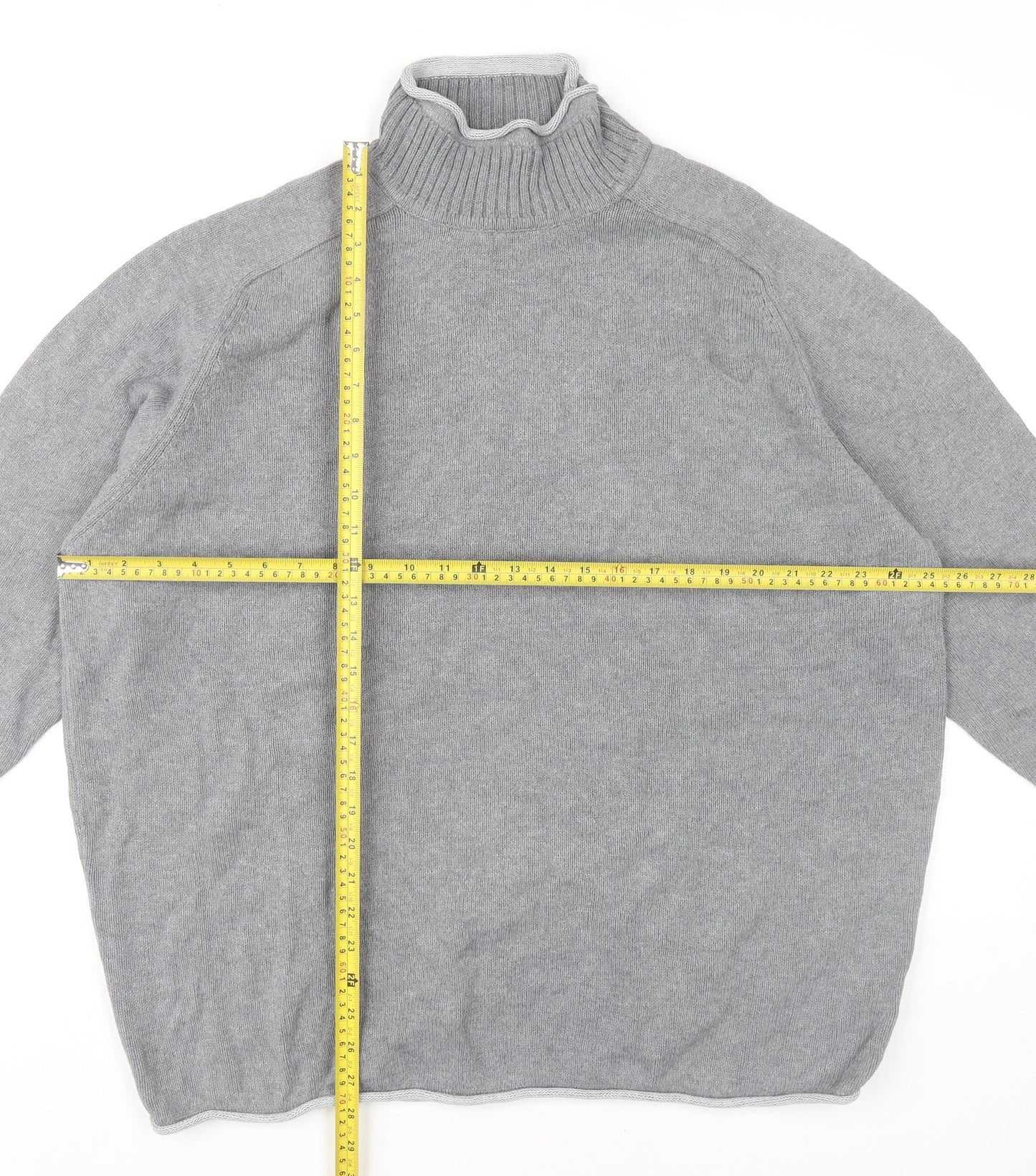 Next Men’s Grey Roll Neck Cotton Jumper XL Long Sleeve Knitwear