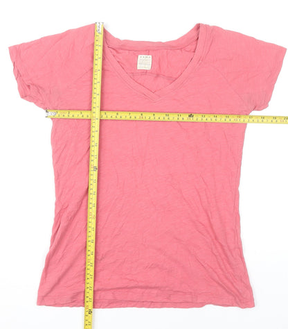 Womens UK Size S Zara Pink Basic T-Shirt