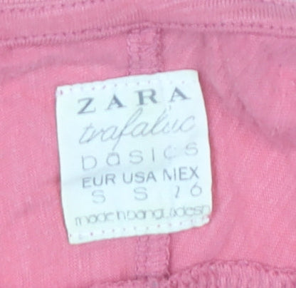 Womens UK Size S Zara Pink Basic T-Shirt