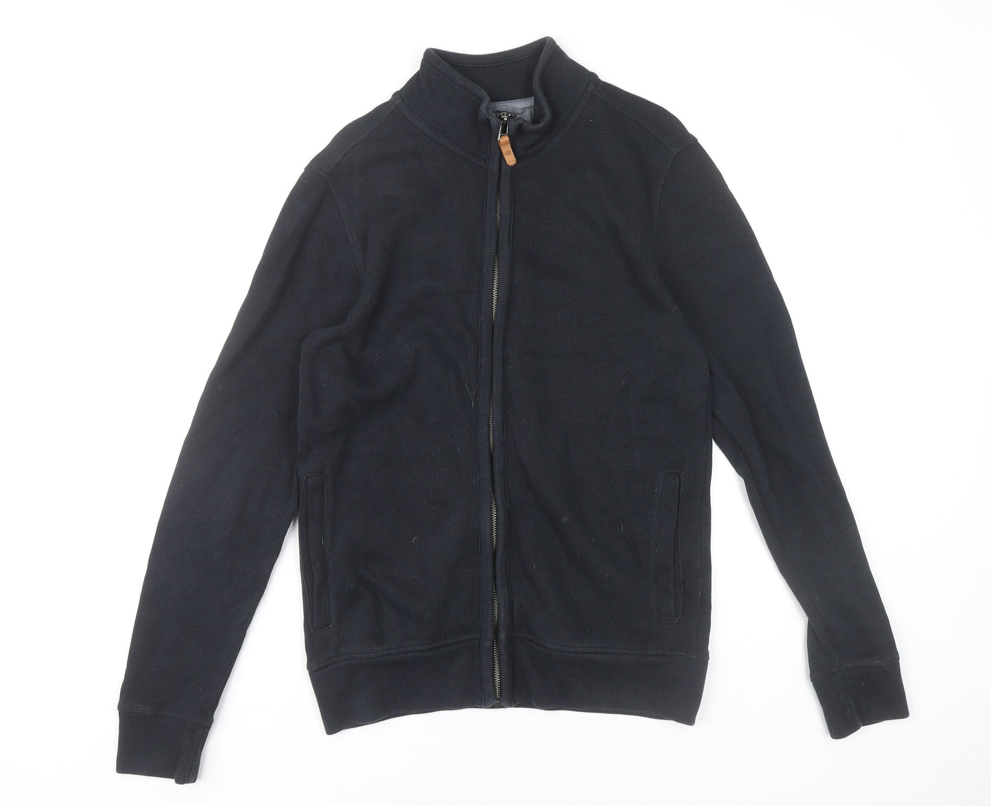 Next Men’s Black Cotton Full Zip Mock Neck Jumper Small