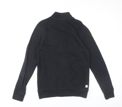Next Men’s Black Cotton Full Zip Mock Neck Jumper Small