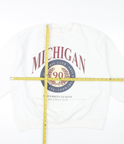 Primark Women’s White Michigan Graphic Sweatshirt Size S