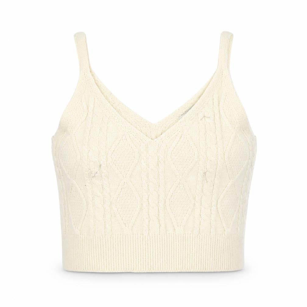 Womens UK Size M Stradivarius Ivory Cropped Tank