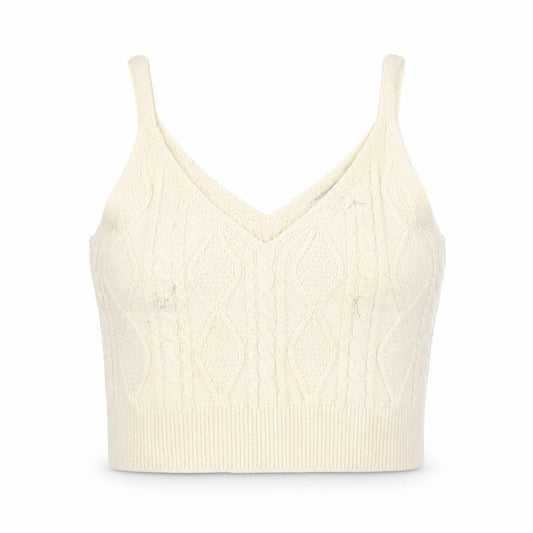 Womens UK Size M Stradivarius Ivory Cropped Tank