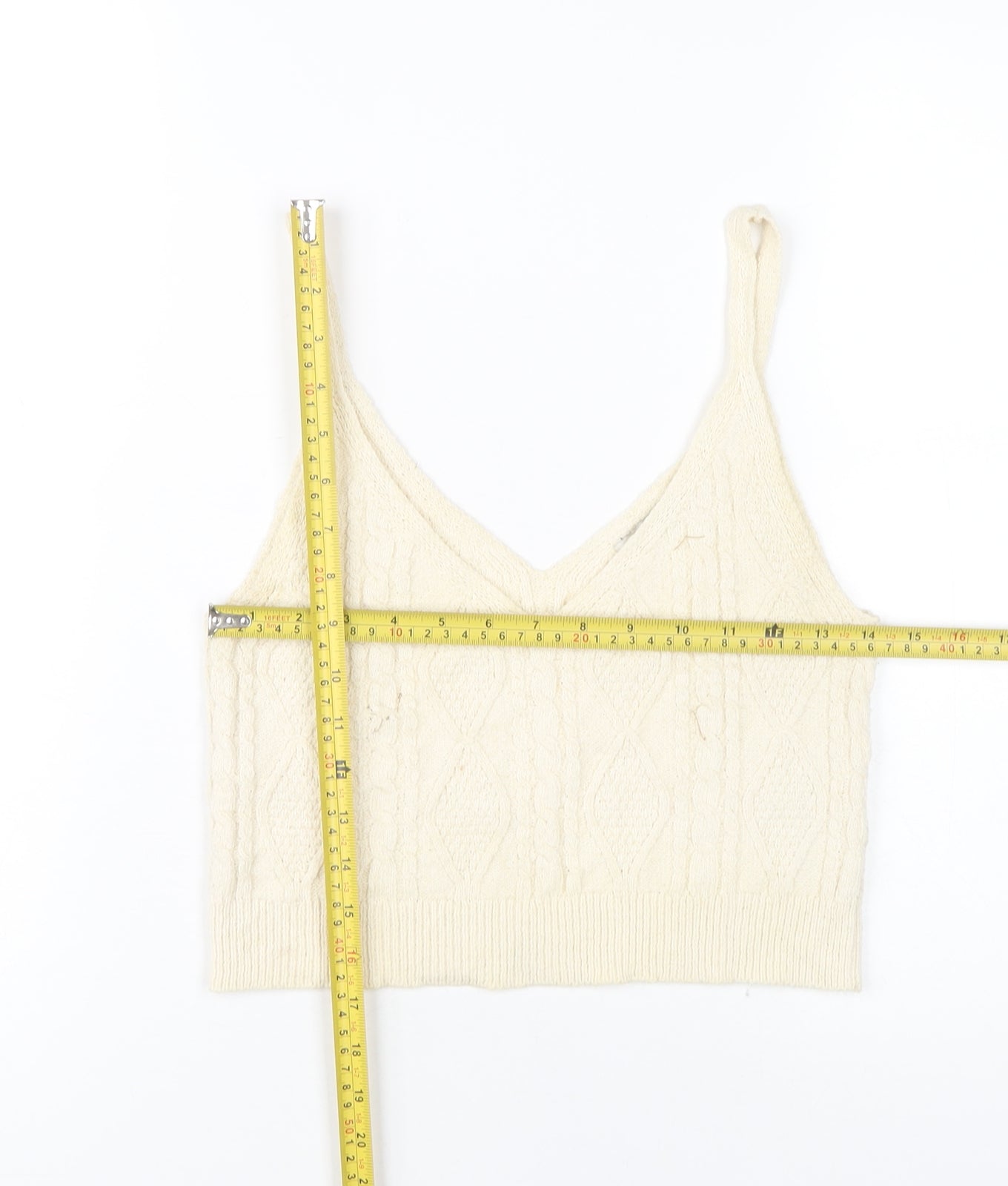 Womens UK Size M Stradivarius Ivory Cropped Tank