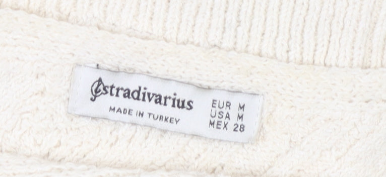 Womens UK Size M Stradivarius Ivory Cropped Tank