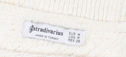 Womens UK Size M Stradivarius Ivory Cropped Tank