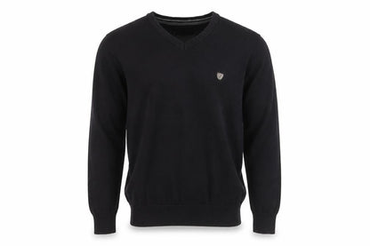 Retro Club Mens Black V-Neck Pullover Jumper L Cotton Blend