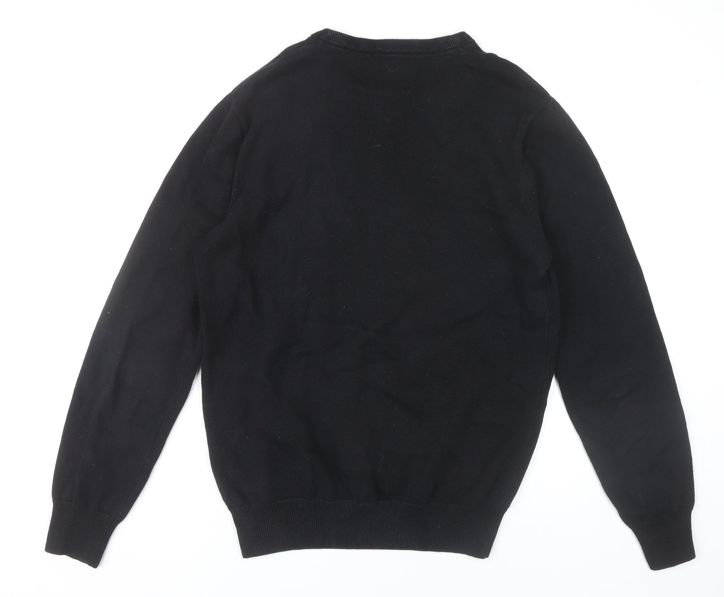 Retro Club Mens Black V-Neck Pullover Jumper L Cotton Blend