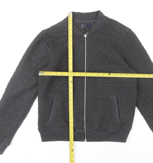 GAP Women’s Grey Bomber Jacket Size S Full Zip Pockets Casual