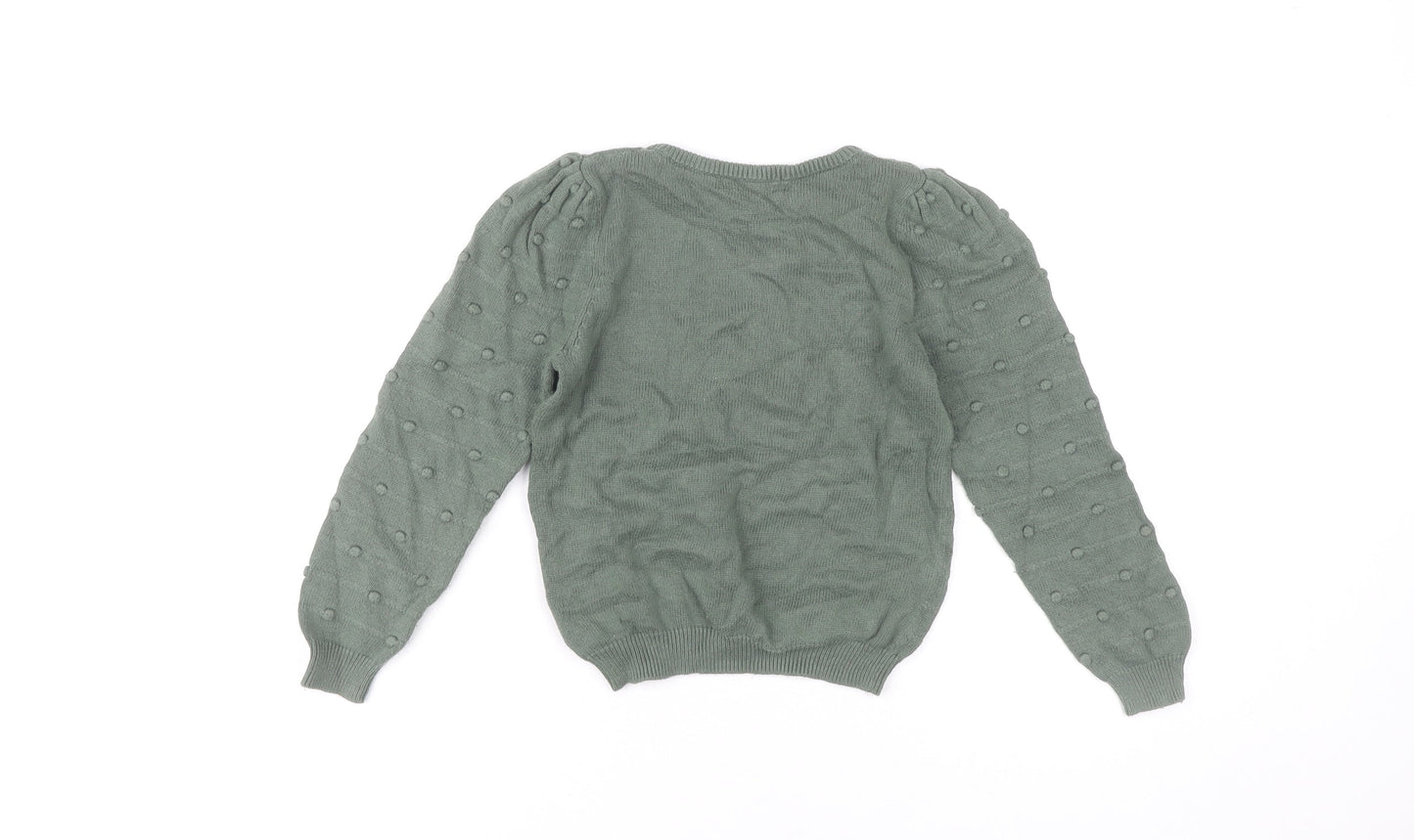 Vanquish Teens Green Cotton Puff Sleeve Jumper Size 4 Crew Neck