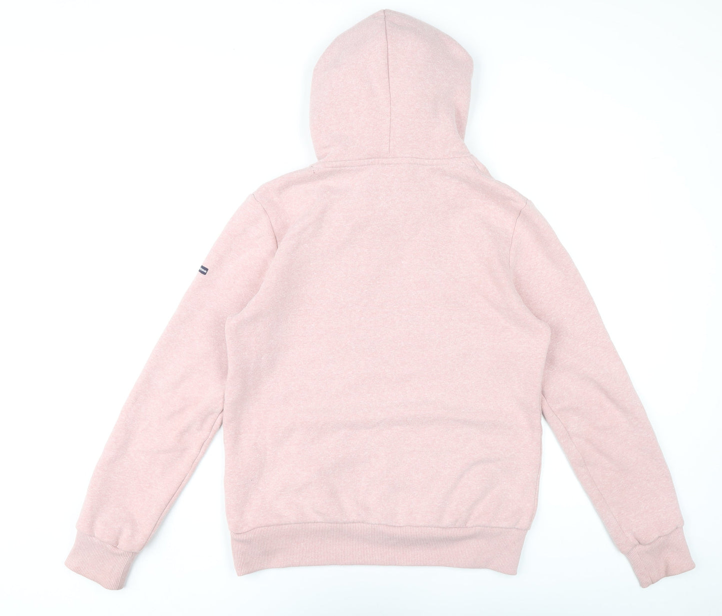 Superdry Womens Pink Pullover Hoodie UK 10 Cotton Blend Sweatshirt