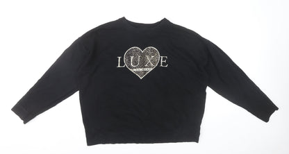 Marks and Spencer Women’s Black Luxe Logo Cotton Sweatshirt M 38-40"
