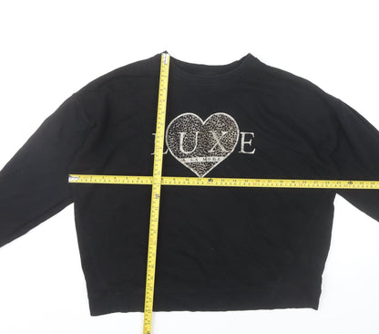 Marks and Spencer Women’s Black Luxe Logo Cotton Sweatshirt M 38-40"