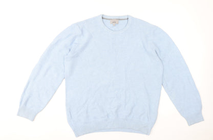 Marks and Spencer Men’s Blue Cotton Crew Neck Jumper L