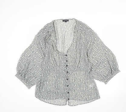 Womens UK Size 12 Topshop Grey Wrap Blouse