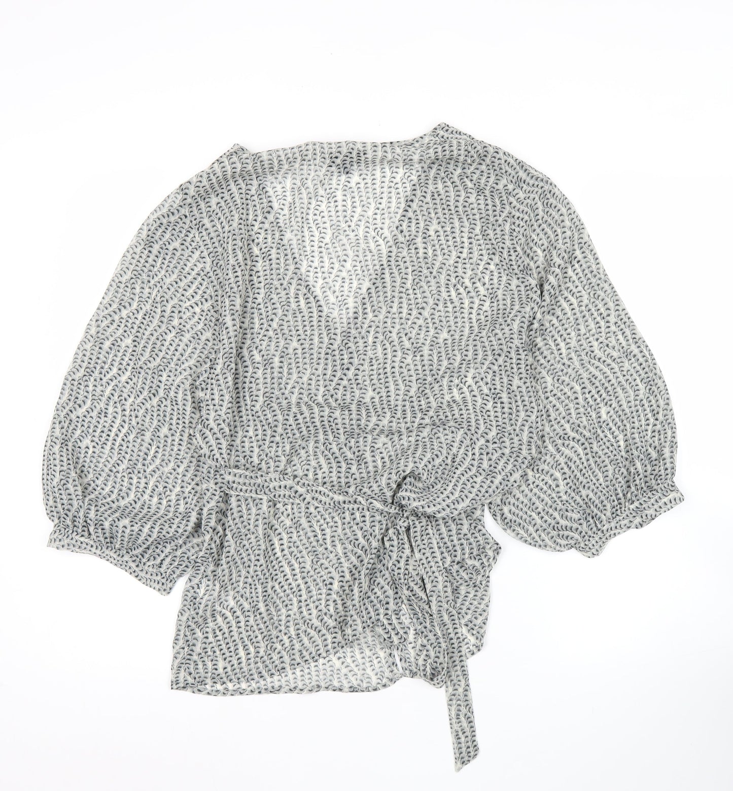 Womens UK Size 12 Topshop Grey Wrap Blouse