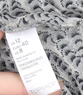 Womens UK Size 12 Topshop Grey Wrap Blouse