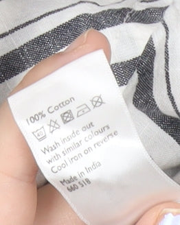 John Lewis Women’s White Striped Cotton Long Sleeve Blouse Size 8