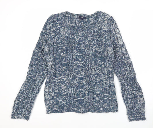 Gap Womens Blue Cable-Knit Wool Blend Jumper Size S