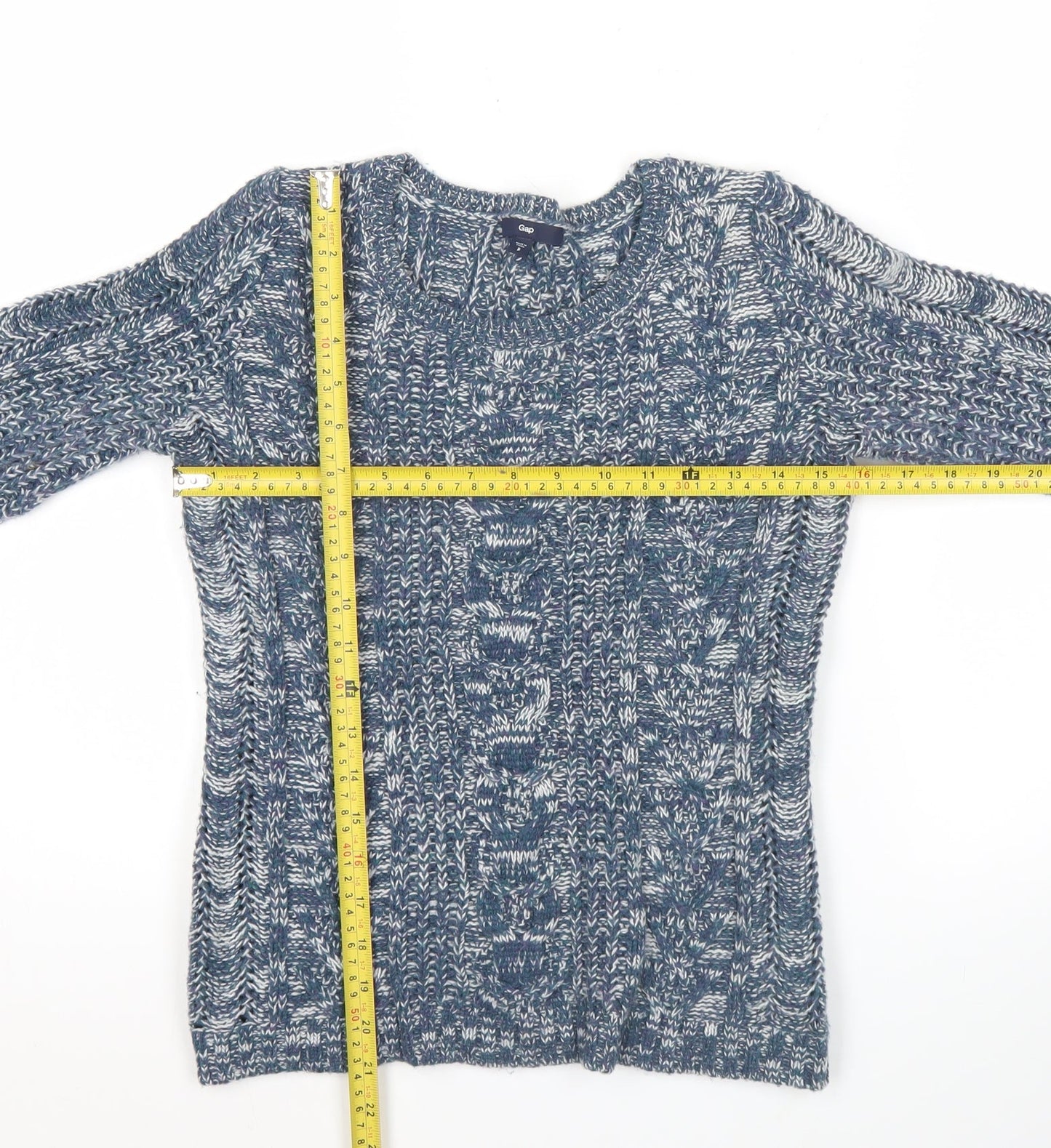 Gap Womens Blue Cable-Knit Wool Blend Jumper Size S