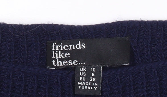 Womens UK Size 10 Friends Like These Blue Pullover Jumper