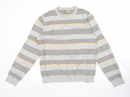 SoulCal Men’s Grey Striped Crew Neck Pullover Jumper Size L