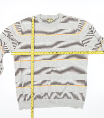 SoulCal Men’s Grey Striped Crew Neck Pullover Jumper Size L