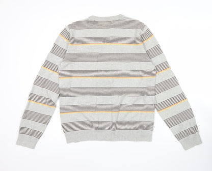 SoulCal Men’s Grey Striped Crew Neck Pullover Jumper Size L